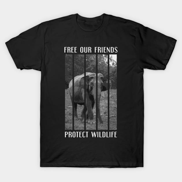 free our friends - elephants T-Shirt by Protect friends